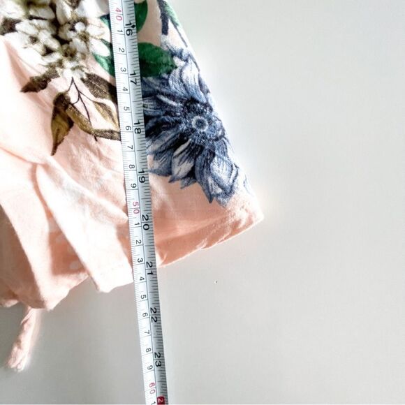 Dex Blouse Peach Floral Top Wrap Front Side Tie Women's M - Picture 7 of 7